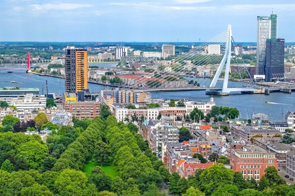 hardloopgroepen in Rotterdam skyline